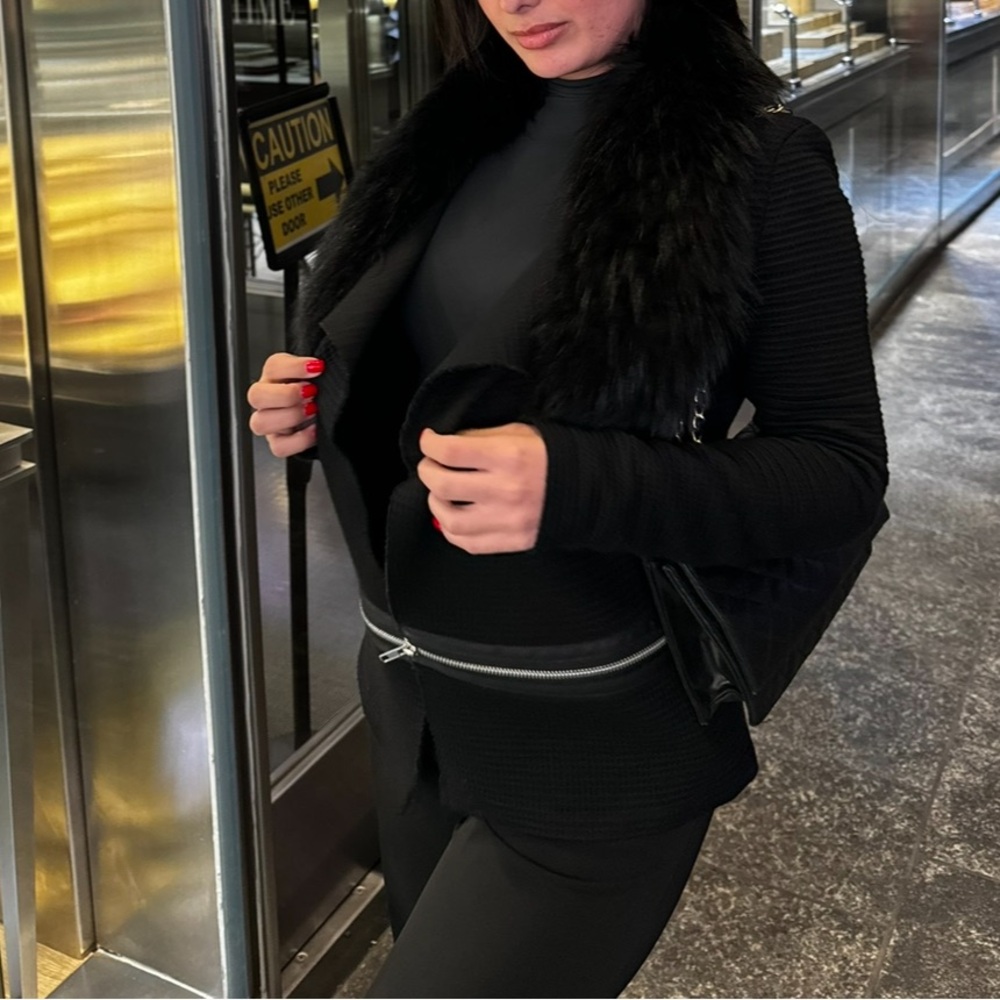 Generation Love Black Jacket with Faux Fur Collar